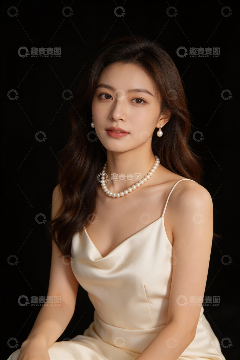 高清大图下载【趣麦麦图】优雅女性正装珍珠配饰写真