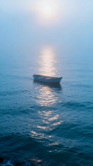 清晨海面上的小船4