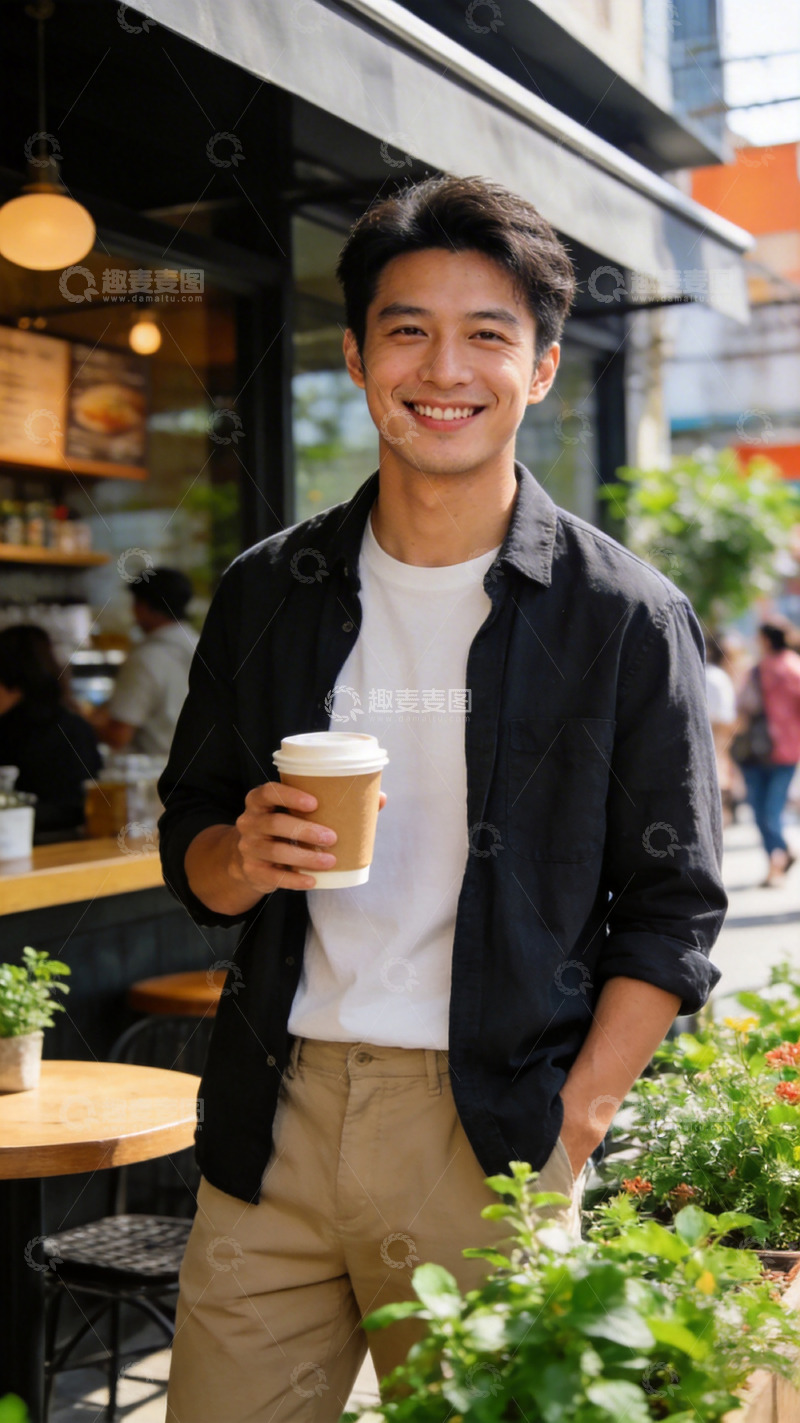 高清大图下载【趣麦麦图】都市街头咖啡青年生活照