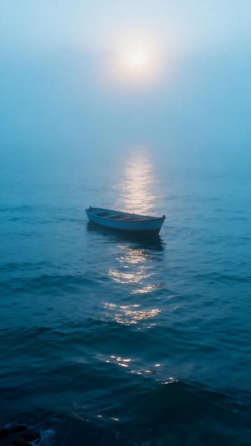 清晨海面上的小船2