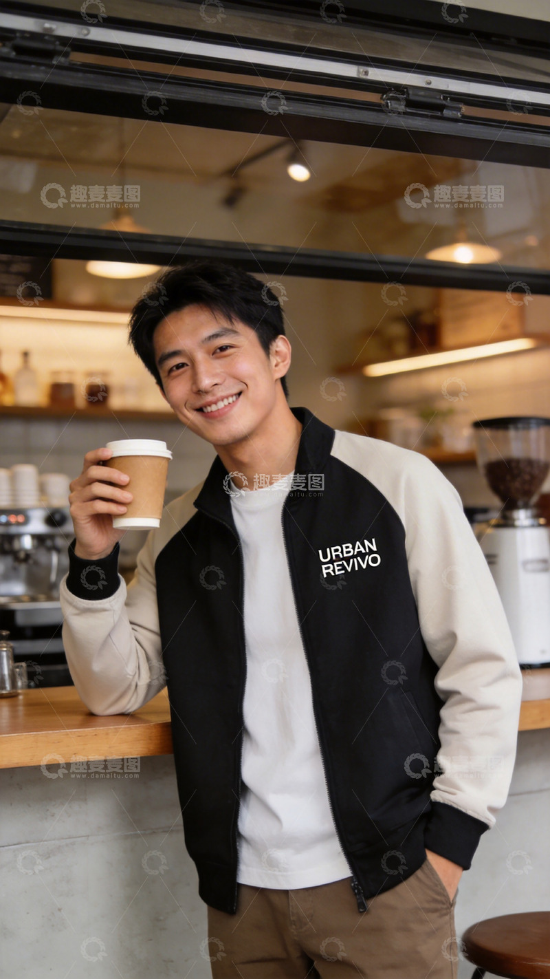 高清大图下载【趣麦麦图】咖啡店休闲男士生活照