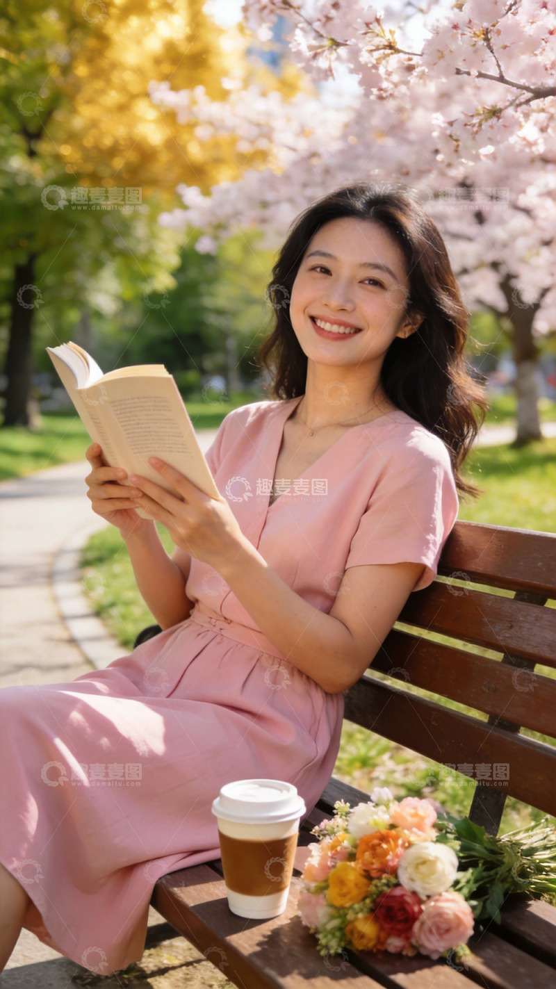 高清大图下载【趣麦麦图】春日公园读书照