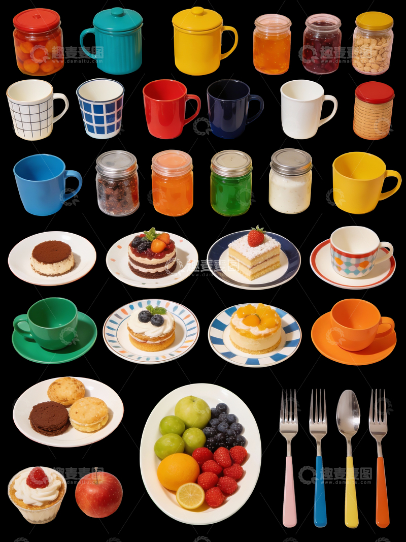 源文件下载【趣麦麦图】复古风格餐具2