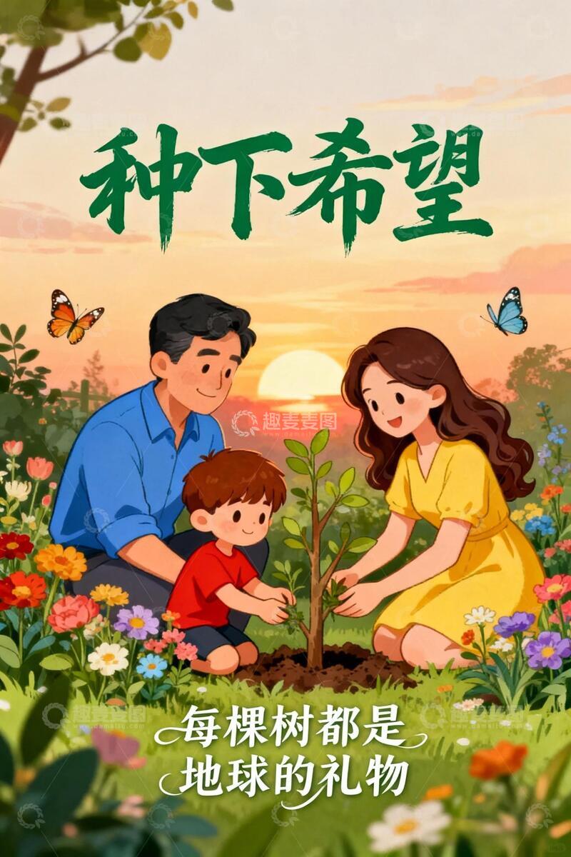 源文件下载【趣麦麦图】植树节活动海报-13