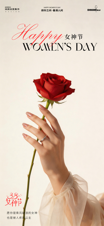 玫瑰女神节祝福海报