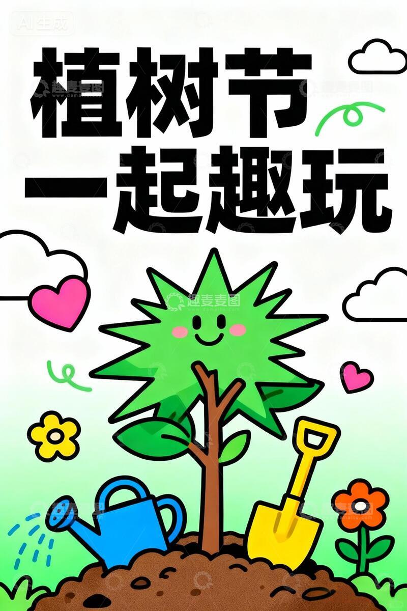 源文件下载【趣麦麦图】植树节活动海报-1