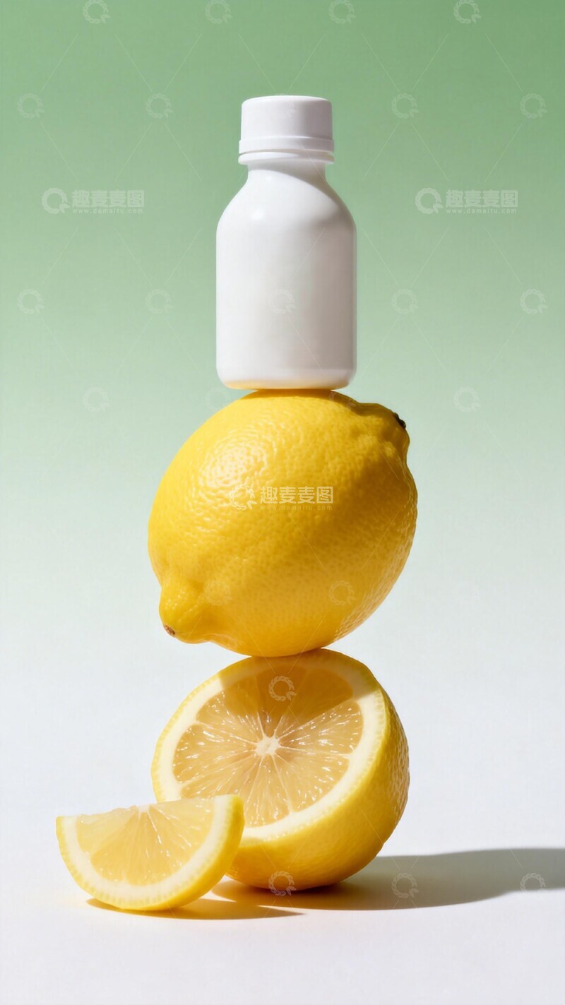 高清大图下载【趣麦麦图】简约风柠檬瓶摄影构图