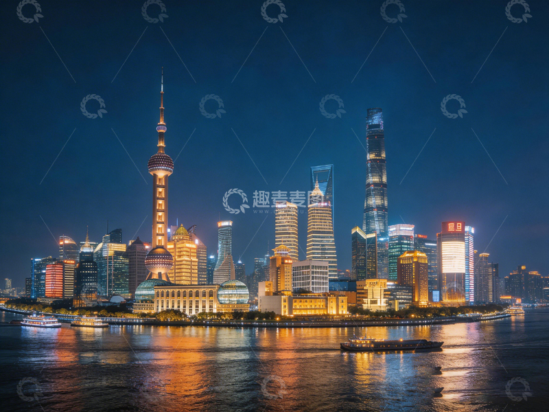 高清大图下载【趣麦麦图】上海夜景天际线高楼大厦风光