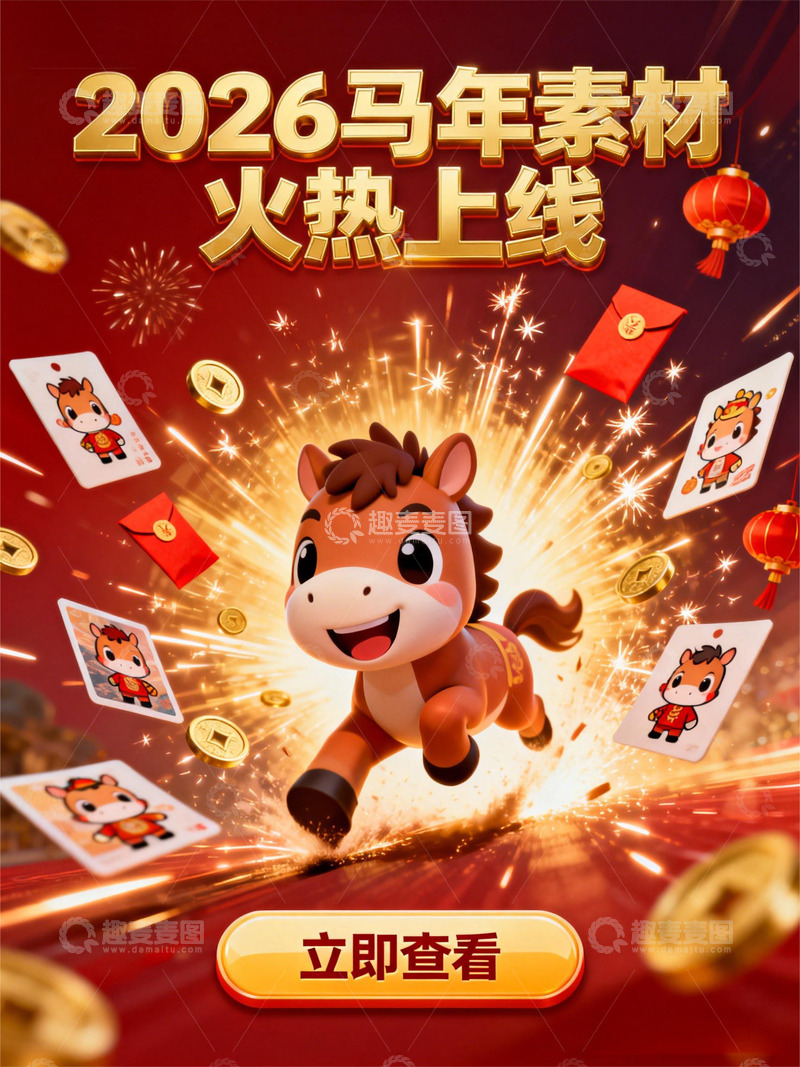 高清大图下载【趣麦麦图】马年营销海报-19