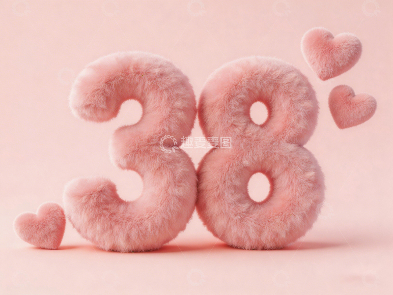 高清大图下载【趣麦麦图】毛绒风格爱心数字设计素材