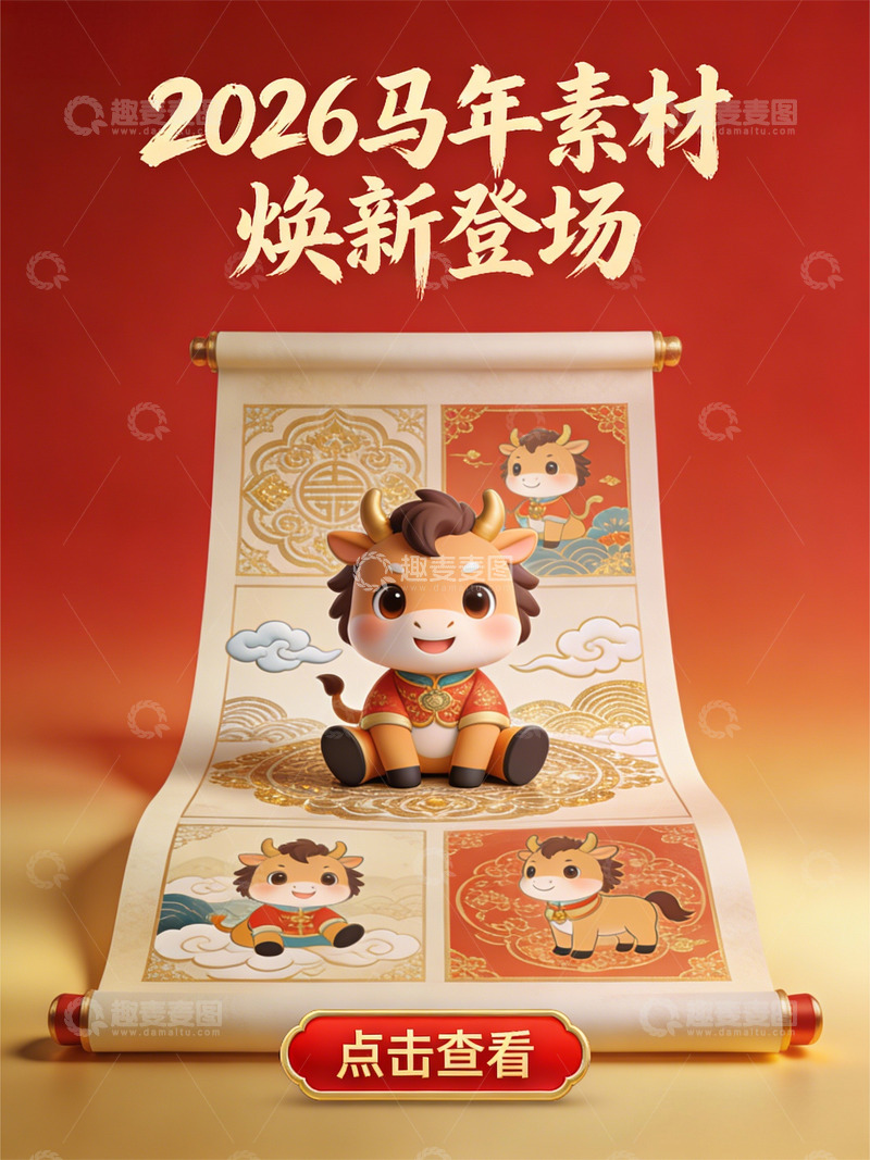 高清大图下载【趣麦麦图】马年营销海报-17