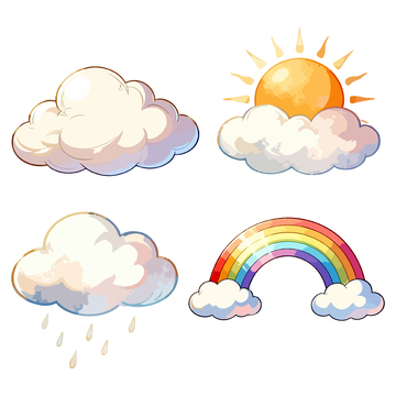卡通云朵天气元素插画