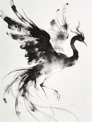 水墨凤凰国画艺术绘画