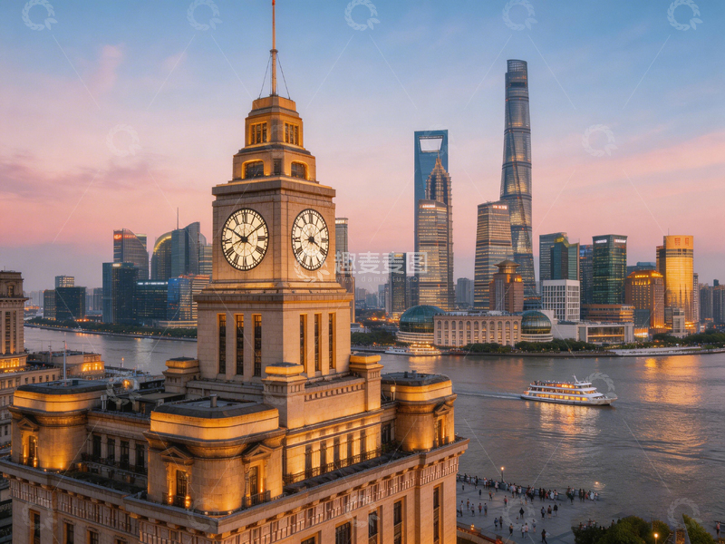 高清大图下载【趣麦麦图】上海城市黄昏风光摄影