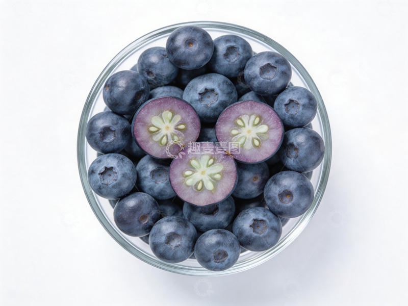 高清大图下载【趣麦麦图】玻璃碗蓝莓特写摄影
