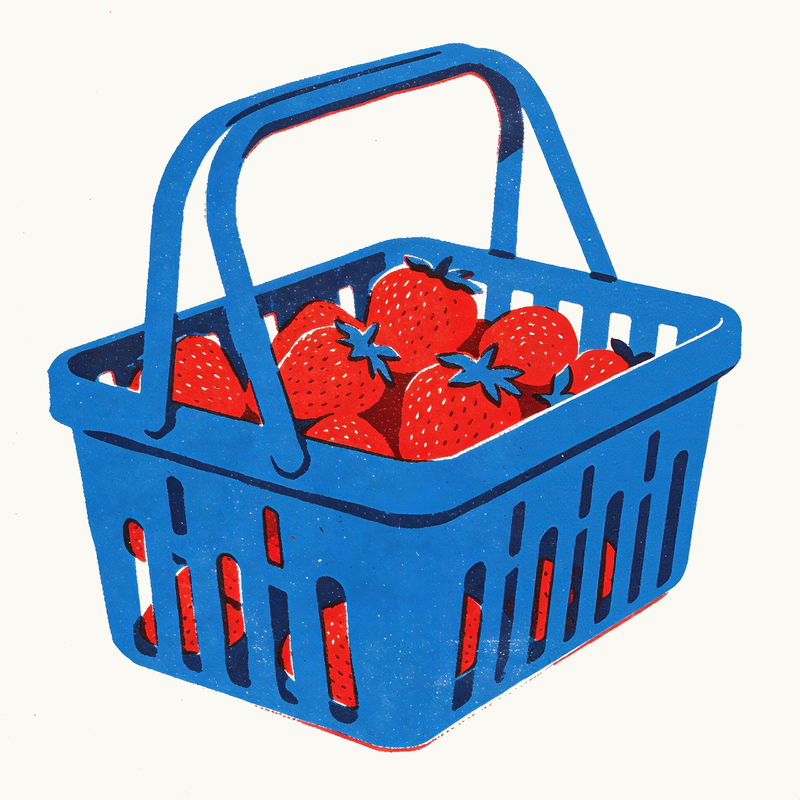丝网印刷风格篮子里的草莓9
