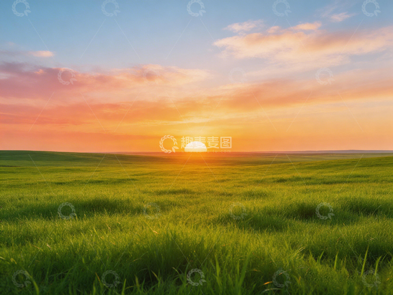 高清大图下载【趣麦麦图】草原日出风光摄影