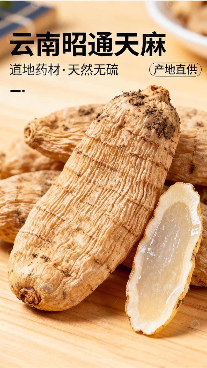 高清大图下载【趣麦麦图】云南昭通天麻药材近距离素材