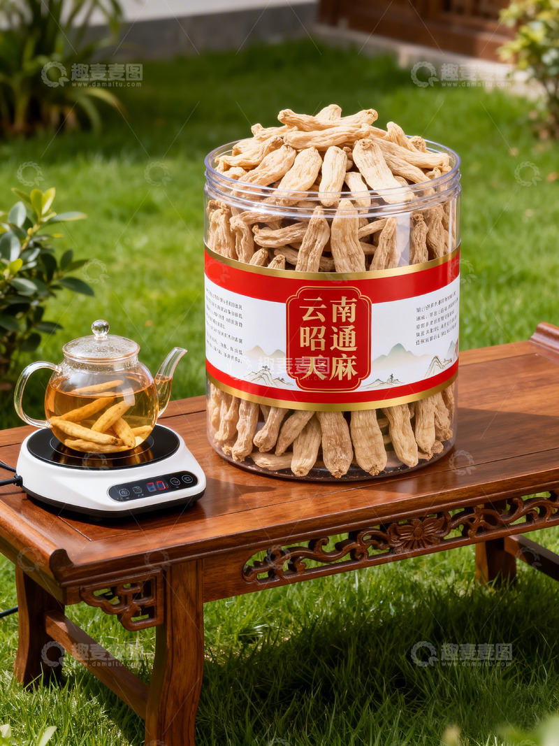 高清大图下载【趣麦麦图】云南昭通天麻茶户外摄影