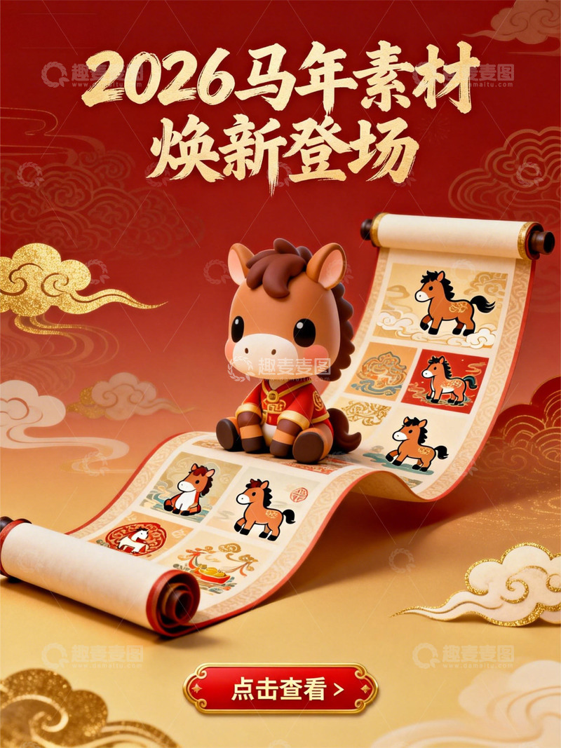 高清大图下载【趣麦麦图】马年营销海报-12