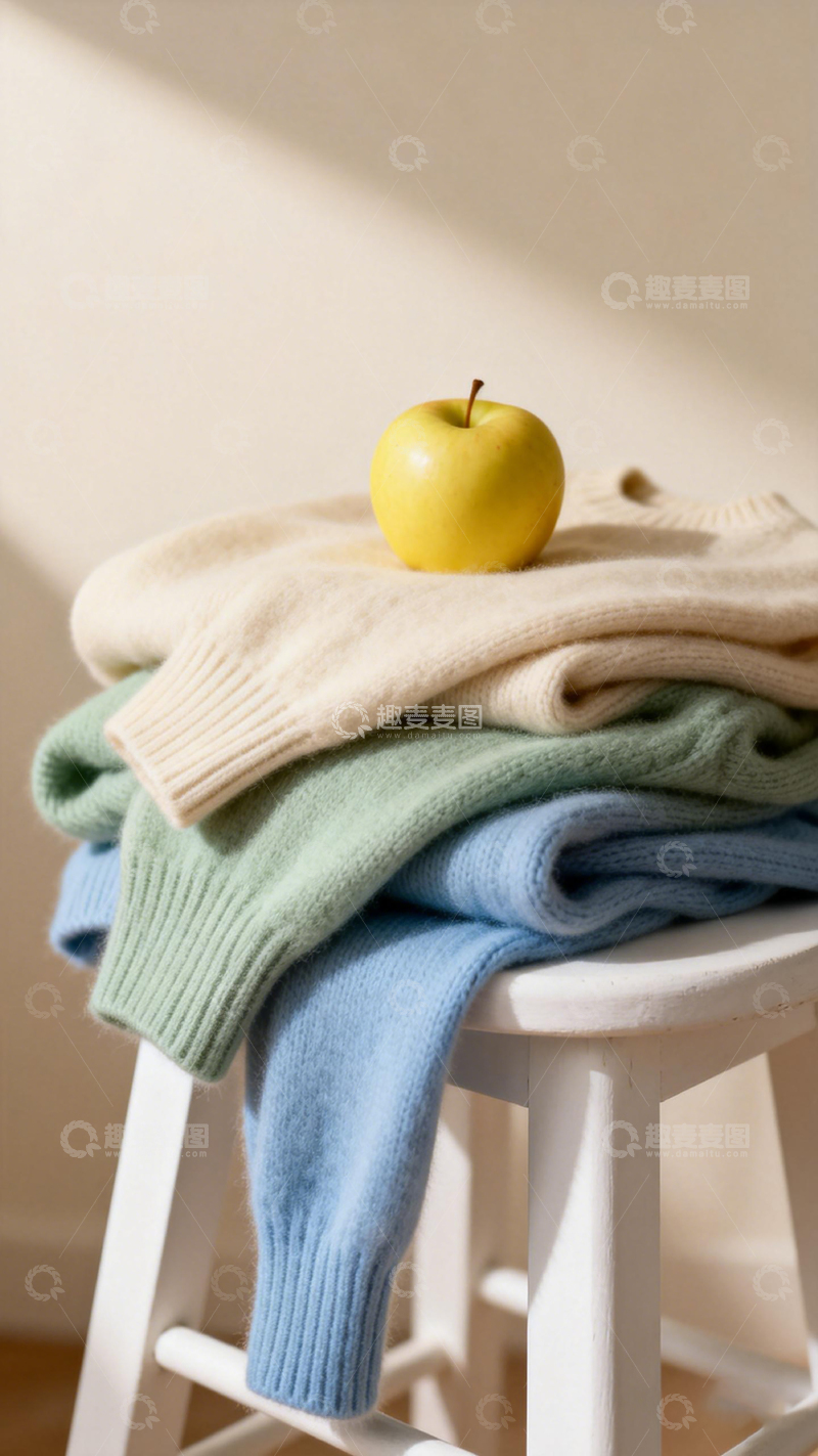 高清大图下载【趣麦麦图】简约生活苹果毛衣静物图