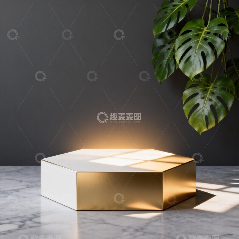 高清大图下载【趣麦麦图】简约风金色展示台装饰摄影