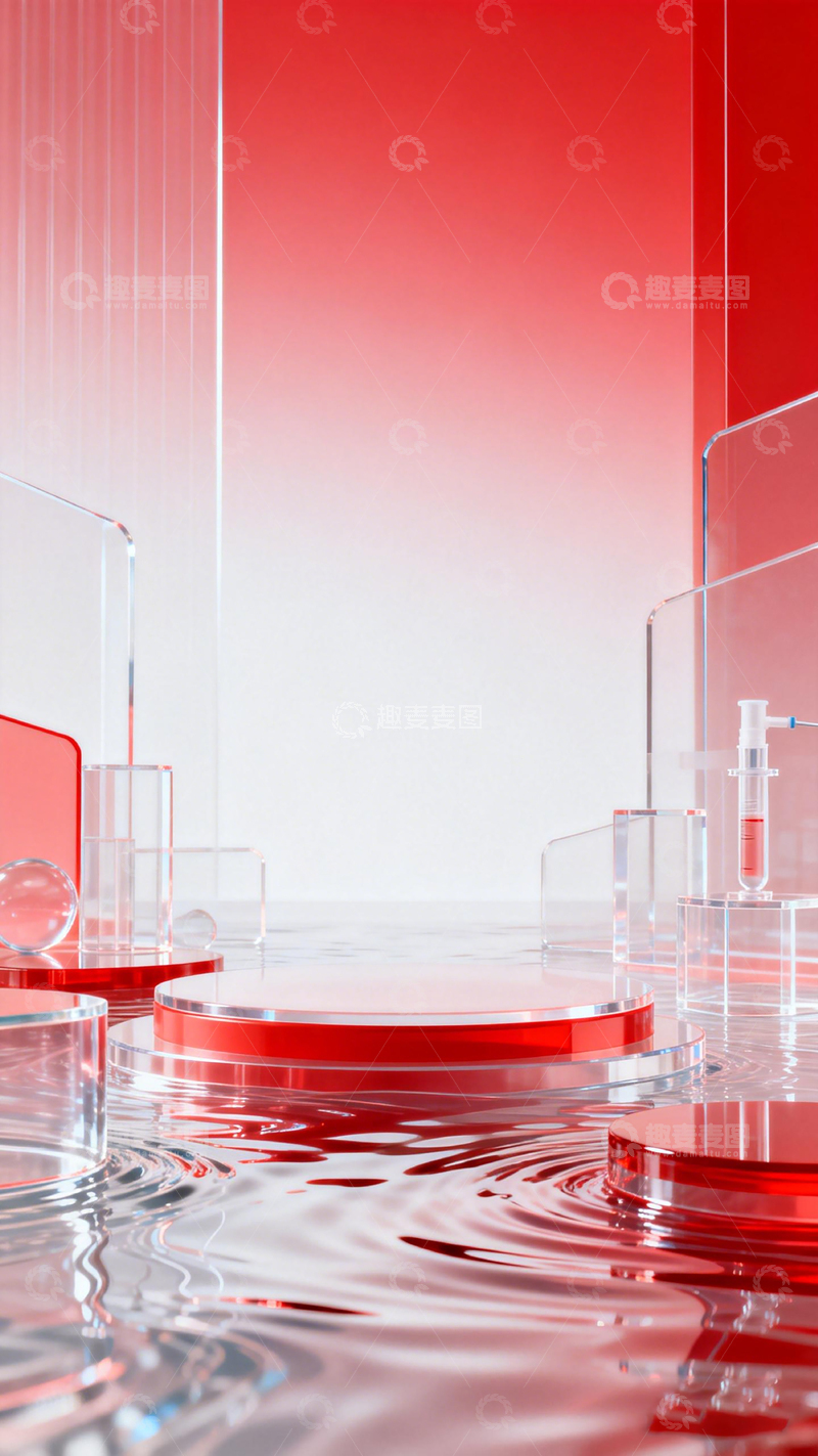 高清大图下载【趣麦麦图】红色科技感液体展示图