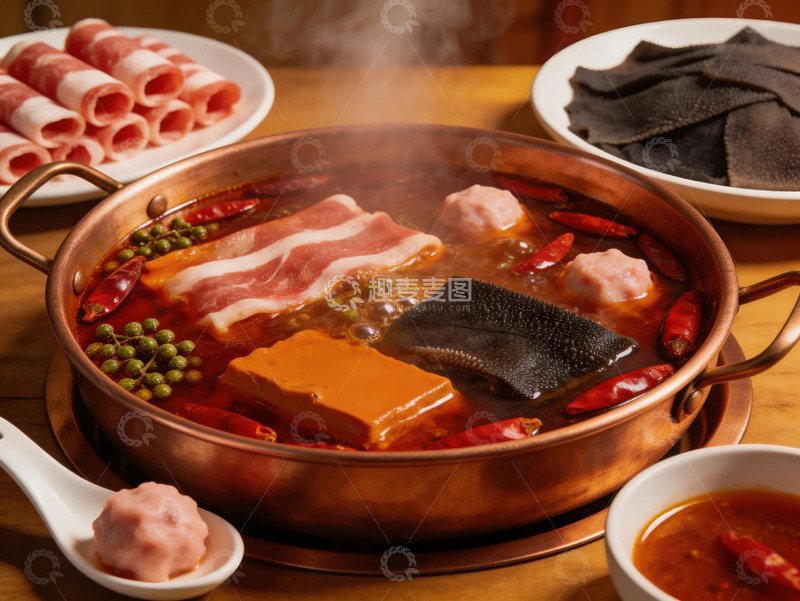 高清大图下载【趣麦麦图】热气腾腾的川味火锅美食摄影