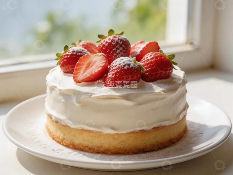 高清大图下载【趣麦麦图】清新草莓奶油蛋糕美食摄影