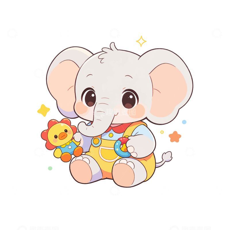 源文件下载【趣麦麦图】卡通可爱大象拟人童趣