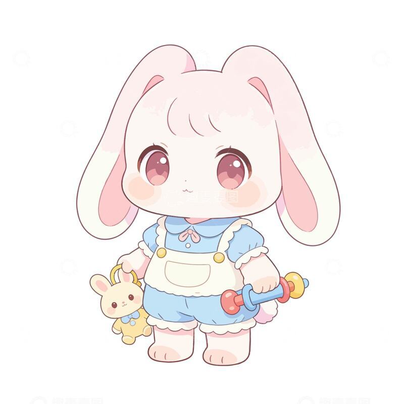 源文件下载【趣麦麦图】卡通可爱的拟人化兔子元素