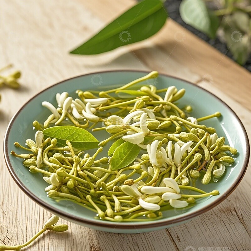 高清大图下载【趣麦麦图】清新自然金银花装盘摄影图