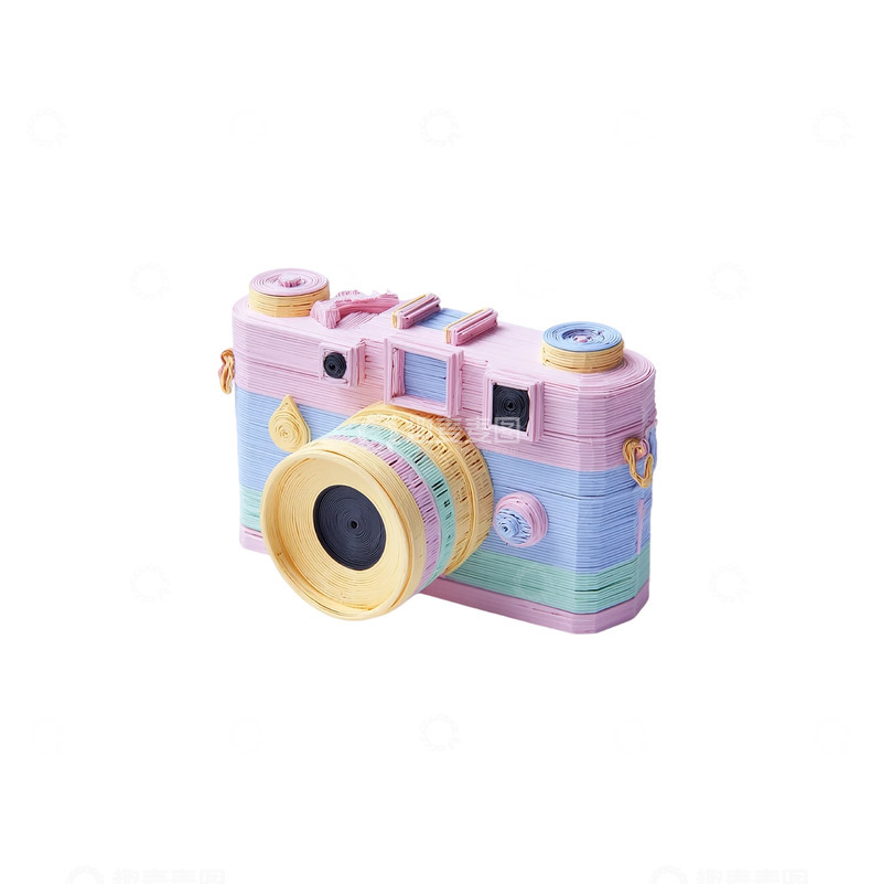 高清大图下载【趣麦麦图】彩色纸艺复古相机的奇幻旅程