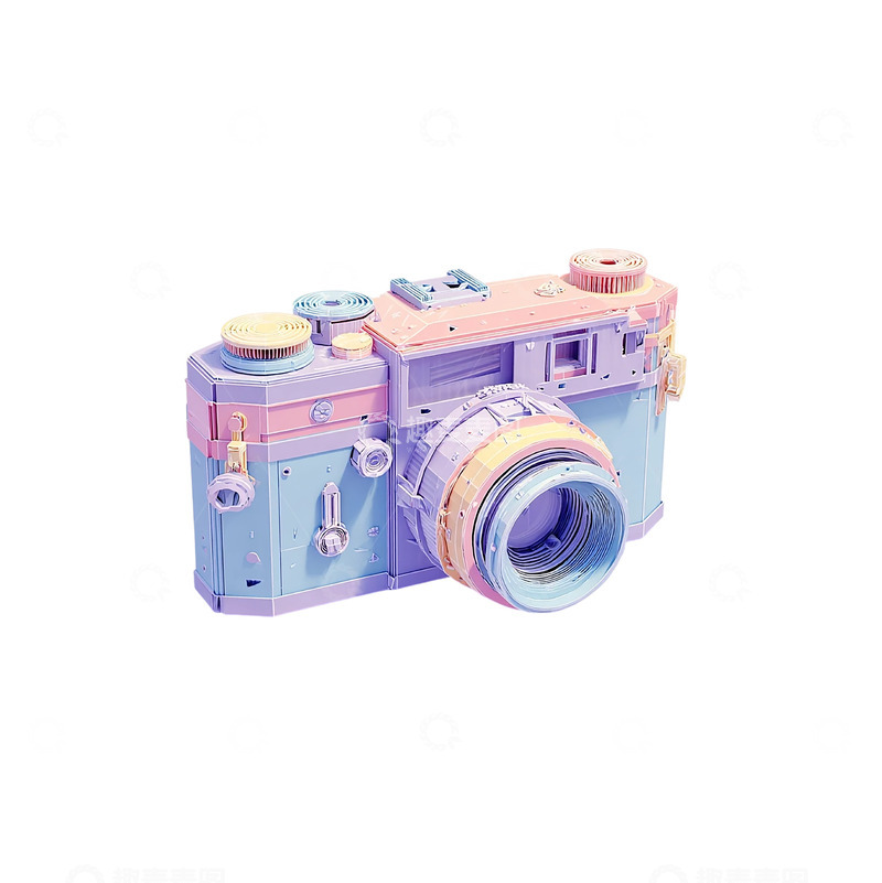 高清大图下载【趣麦麦图】彩虹梦境中的复古相机奇遇