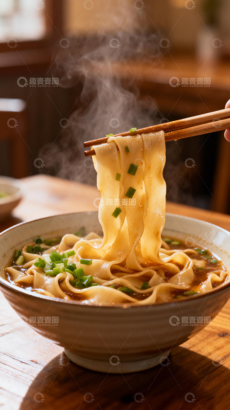 高清大图下载【趣麦麦图】热气腾腾的面条美食摄影图