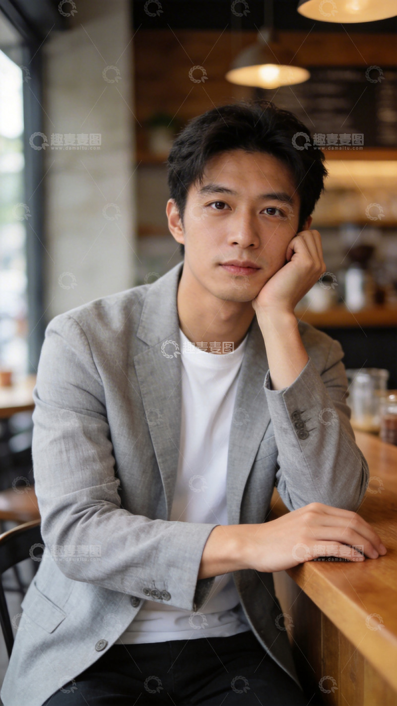 高清大图下载【趣麦麦图】咖啡馆商务男性肖像摄影