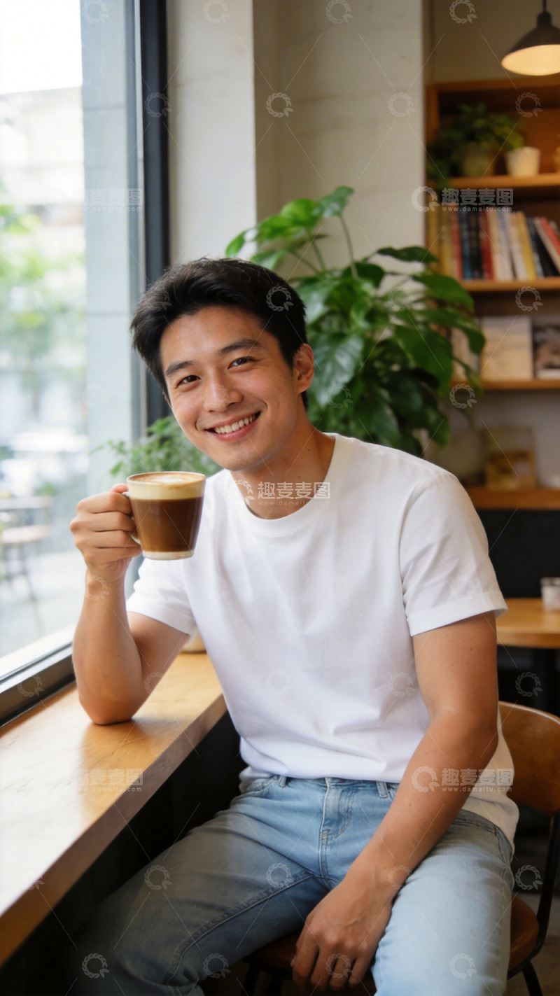 高清大图下载【趣麦麦图】咖啡馆休闲时光青年男性生活照