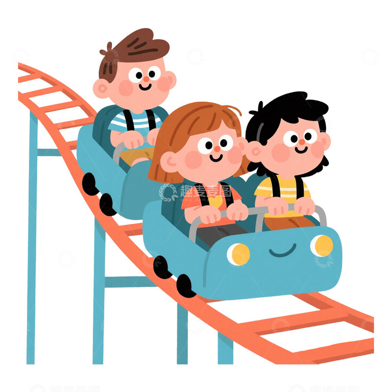高清大图下载【趣麦麦图】游乐场娱乐设施过山车免抠元素