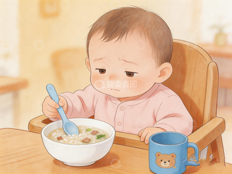 高清大图下载【趣麦麦图】可爱宝宝用餐卡通插画