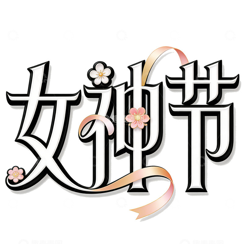 高清大图下载【趣麦麦图】女神节节日庆祝艺术字设计