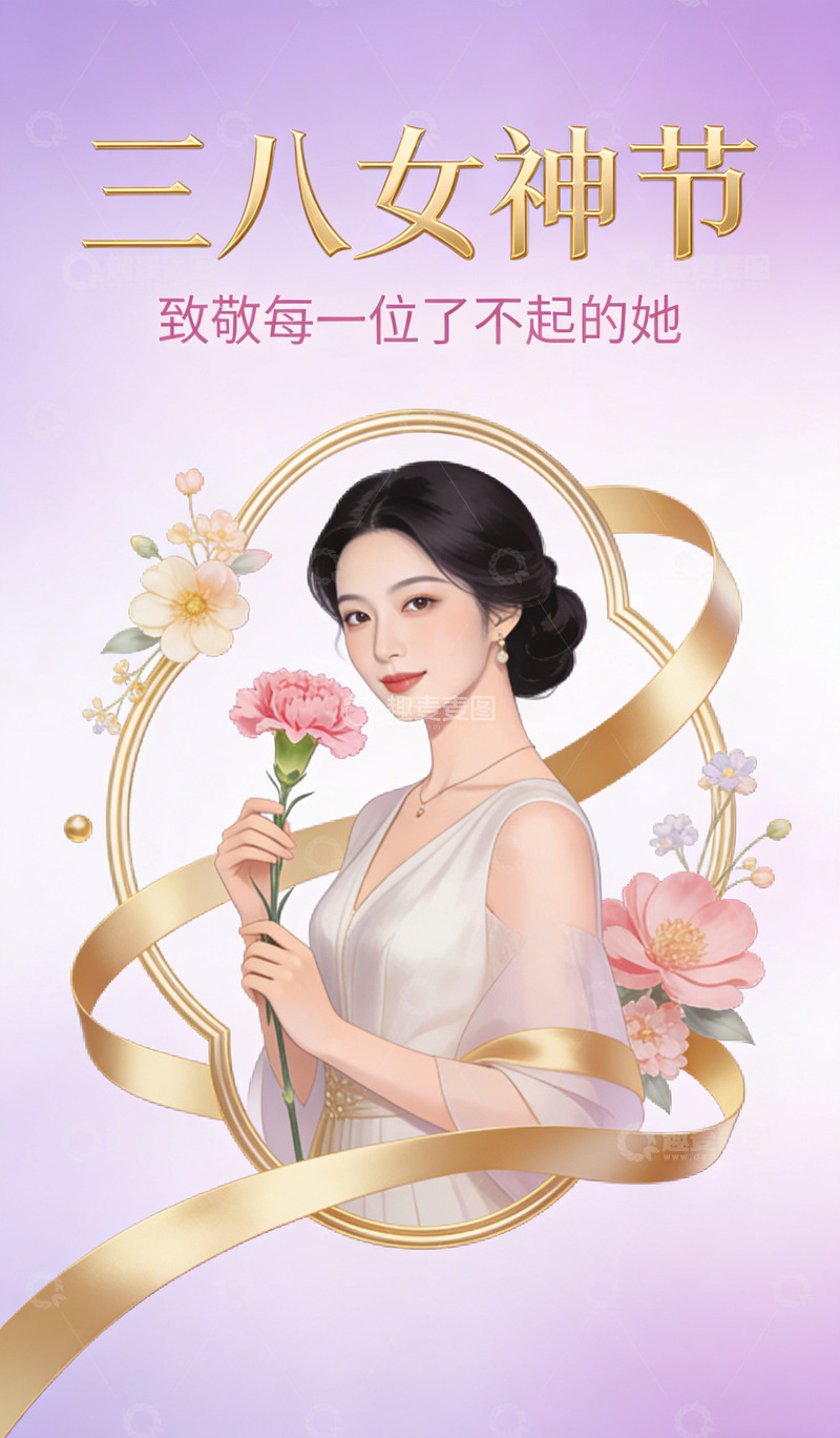 高清大图下载【趣麦麦图】三八女神节插画海报