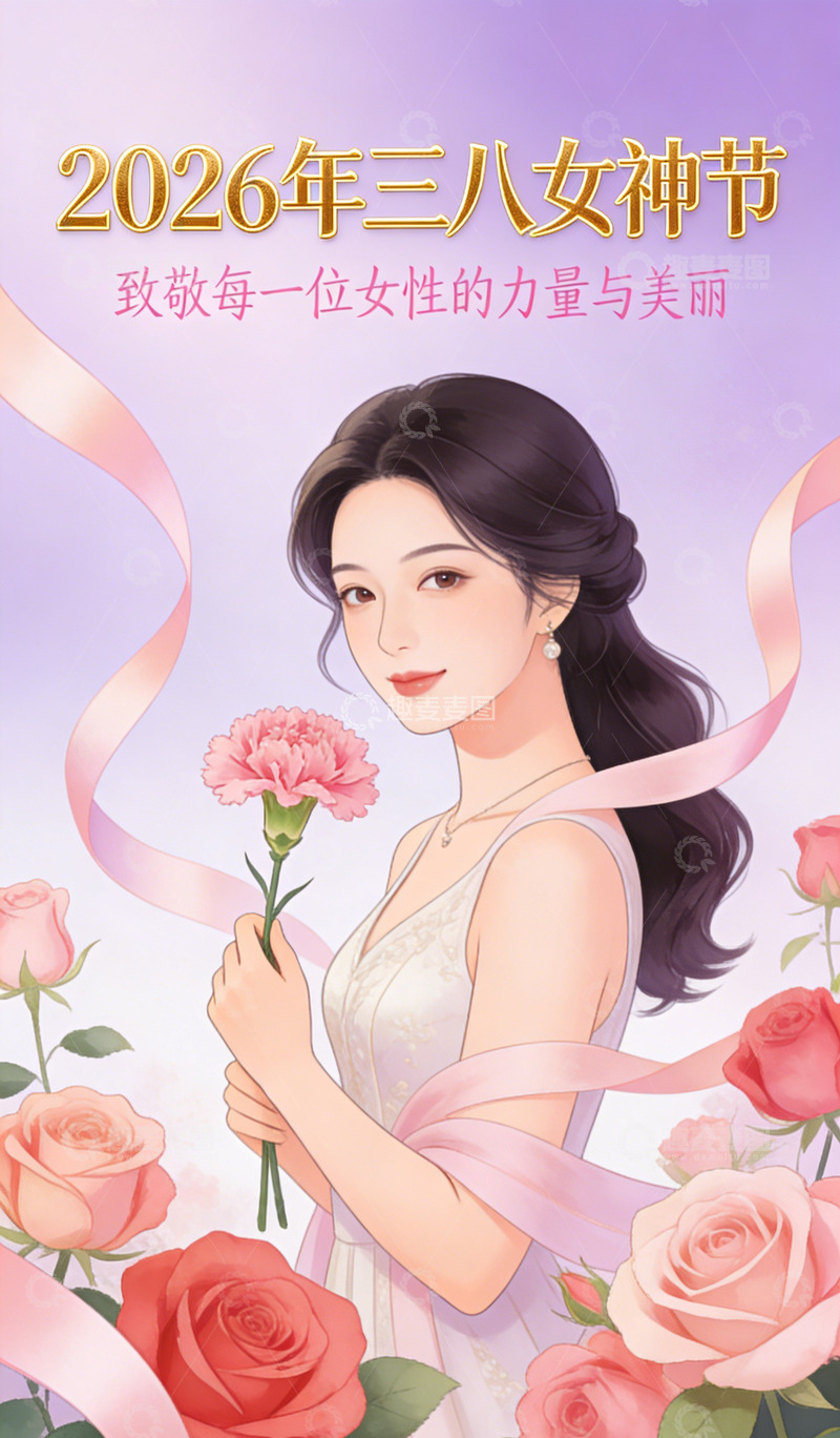 高清大图下载【趣麦麦图】女神节插画鲜花美化设计