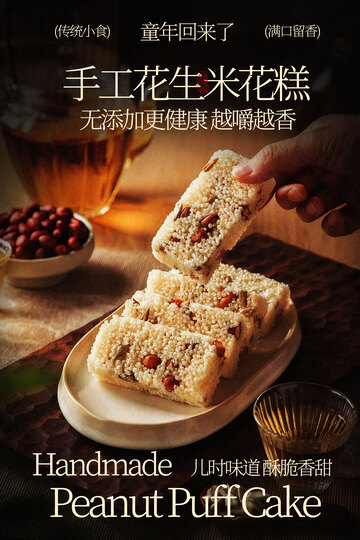 手工花生雪花酥糕点海报