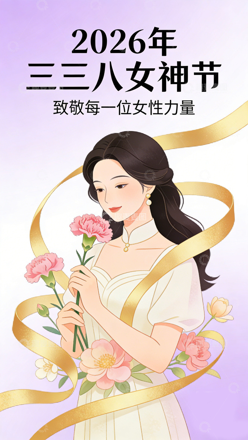 高清大图下载【趣麦麦图】插画风女神节庆祝海报设计素材