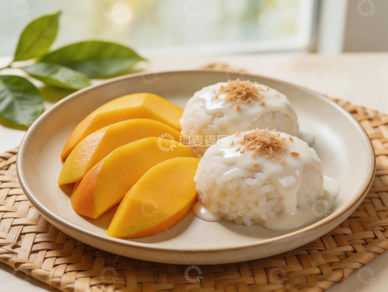 高清大图下载【趣麦麦图】清新芒果糯米饭美食摄影