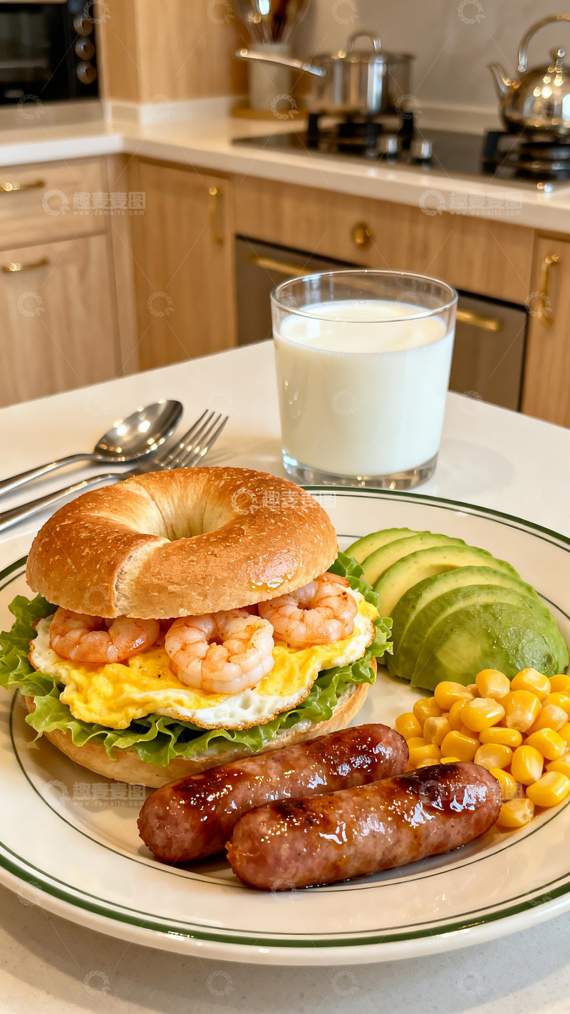 高清大图下载【趣麦麦图】丰盛的西式早餐1