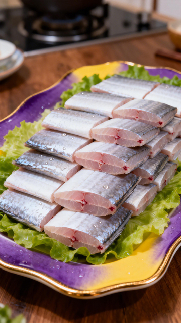 日式料理鲜鱼块摆盘