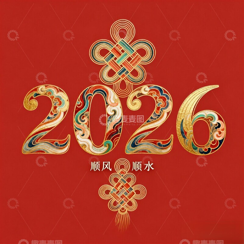 高清大图下载【趣麦麦图】中国风2026年祝福图案