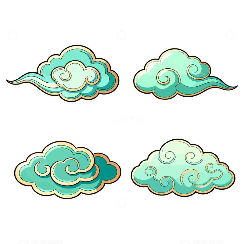 源文件下载【趣麦麦图】中国风云纹图案装饰元素