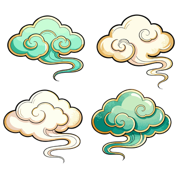 彩绘祥云图案装饰设计元素